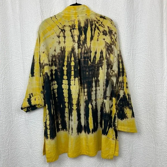John Mark Yellow and Black Tie-Dye Tunic - Picture 2 of 15